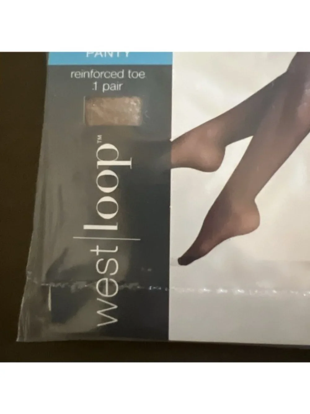 West Loop Sheer Reinforced Panty and Toe Nylon Pantyhose  Size B - Nude